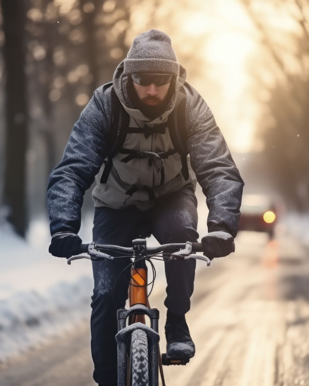 fietser in winter